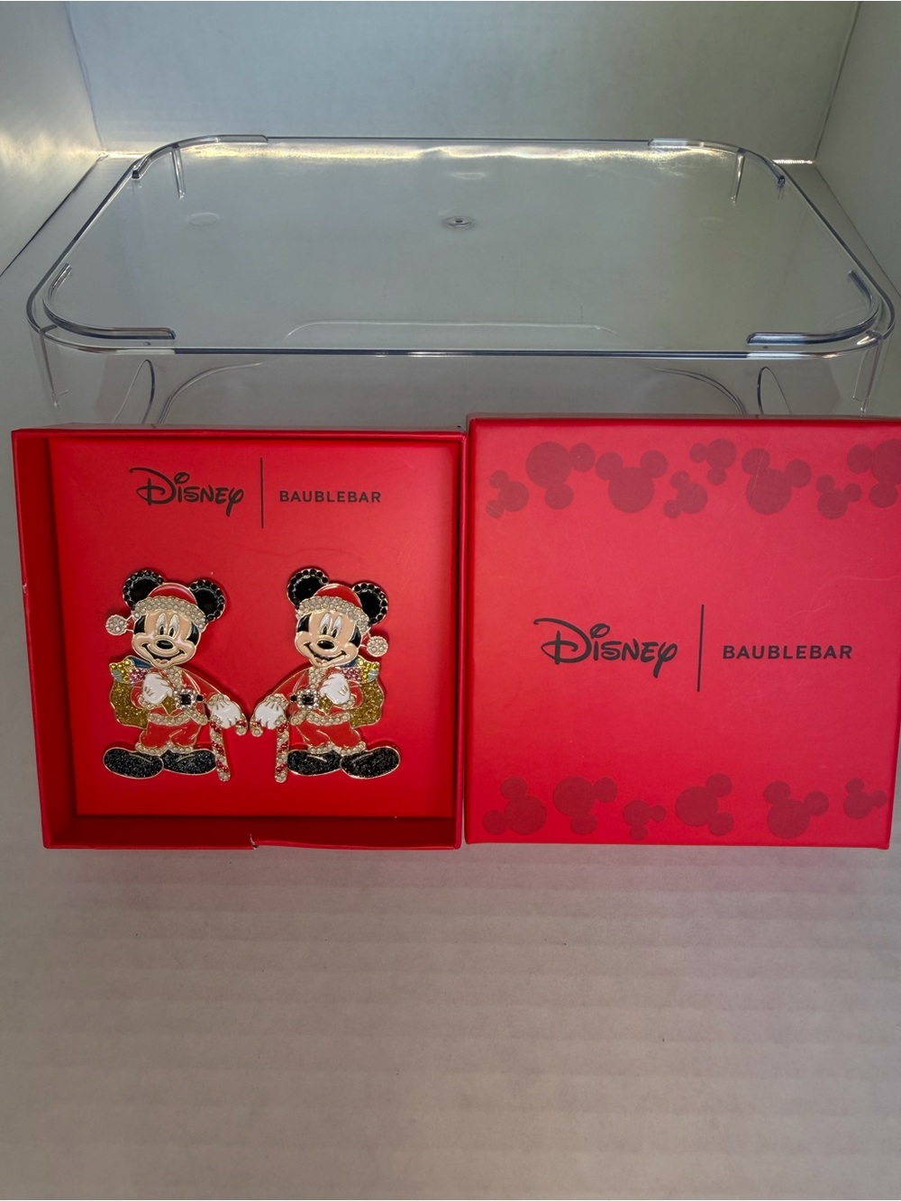 Disney BaubleBar Mickey Mouse Holiday Earrings - Red & Gold NIB - Picture 2 of 3